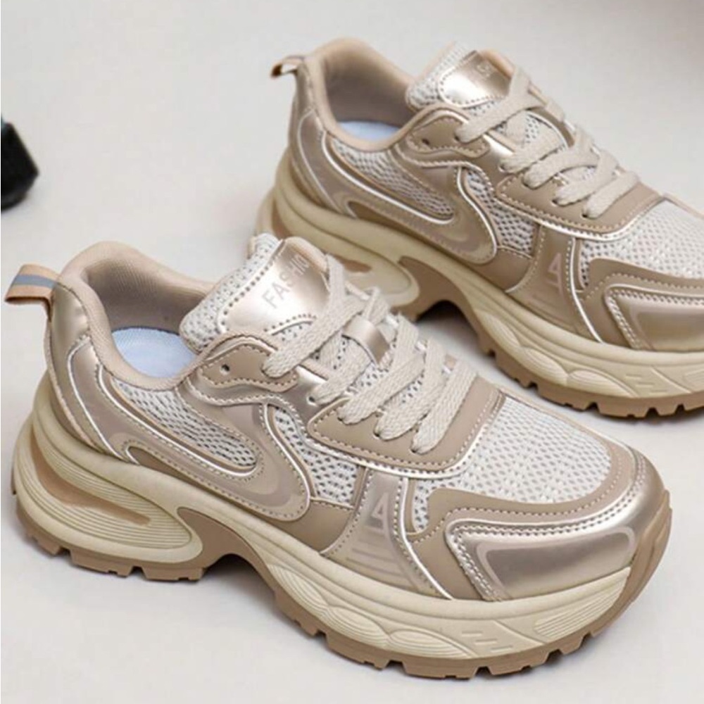 Chunky Shades of Brown Sneakers with Sheen Details | SHEIN Women’s US 6 (CN36)